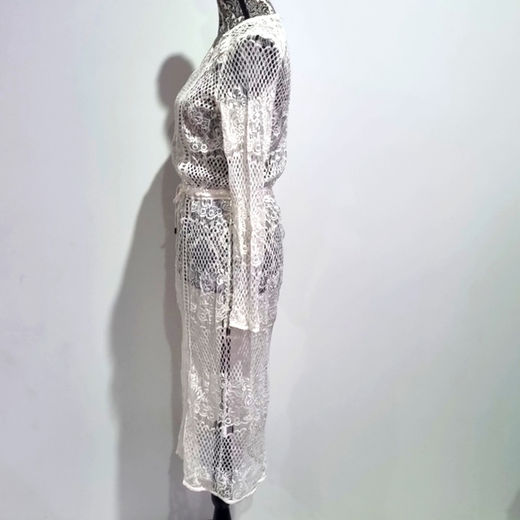 💥 3 for $20Sportsgirl, off-white lace/embroidered long dress, no lining, size S - Picture 6 of 9